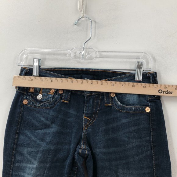 True Religion Blue Medium Wash Distress Denim Skinny Jeans Size 25 - Picture 6 of 10